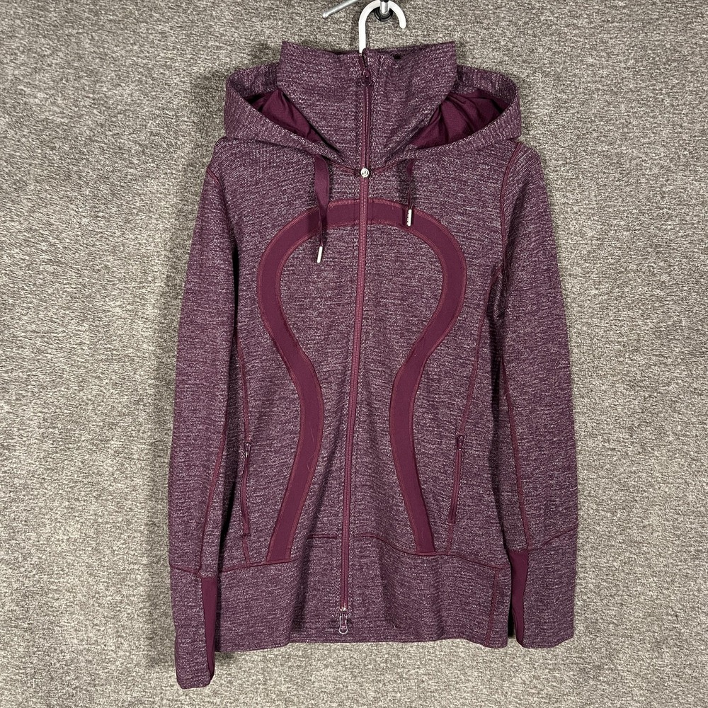 Lululemon Scuba Hoodie Womens 8 Purple Full Zip Thumbholes Jacket Sweatshirt